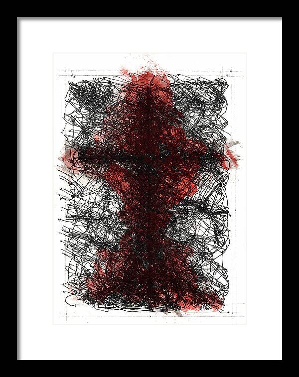 Chaos Order Cross 02 - Sorrowful Red - Framed Print