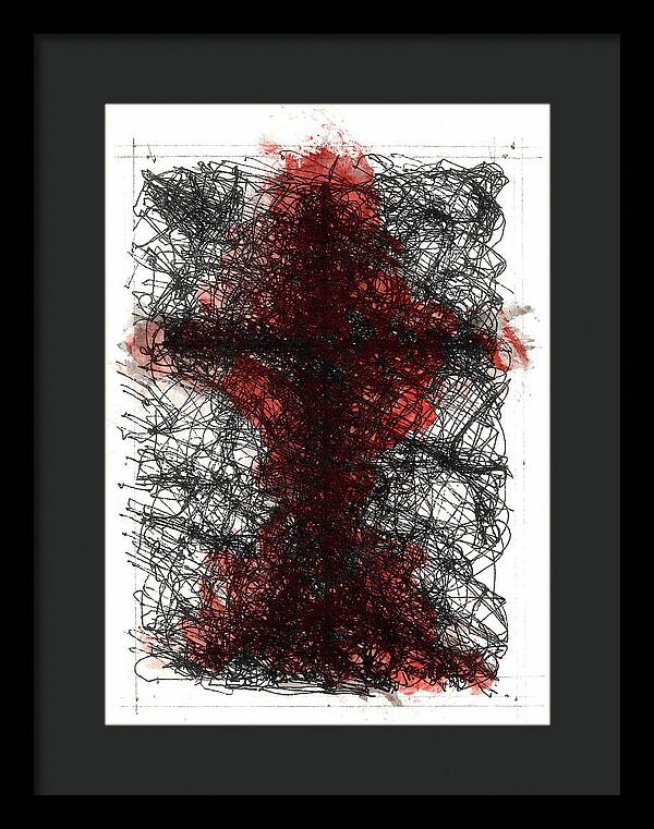 Chaos Order Cross 02 - Sorrowful Red - Framed Print