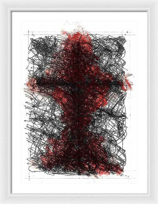 Chaos Order Cross 02 - Sorrowful Red - Framed Print