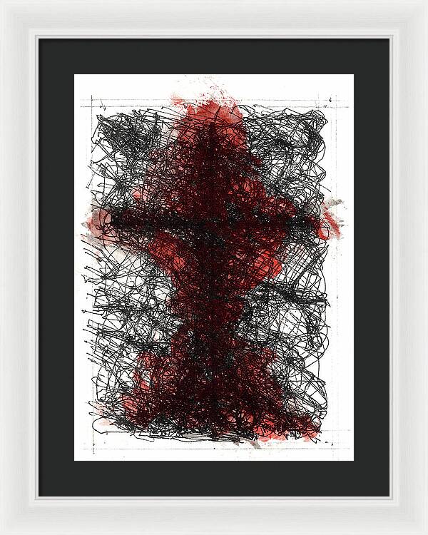 Chaos Order Cross 02 - Sorrowful Red - Framed Print