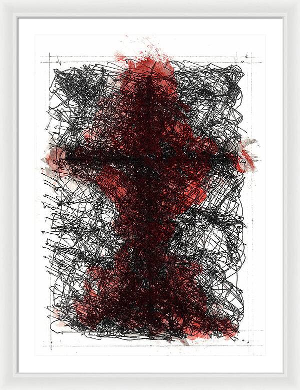 Chaos Order Cross 02 - Sorrowful Red - Framed Print