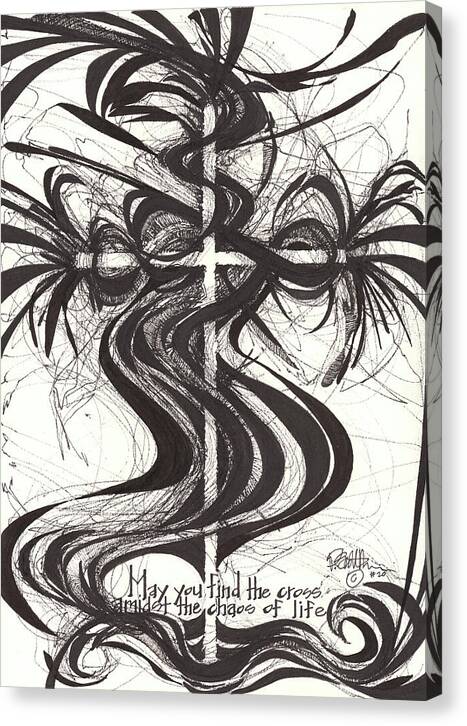 Chaos Order Cross 20 - Black and White - Canvas Print