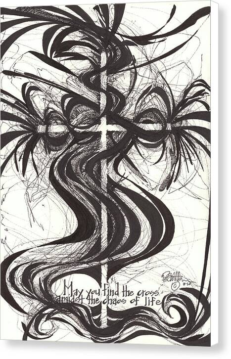 Chaos Order Cross 20 - Black and White - Canvas Print
