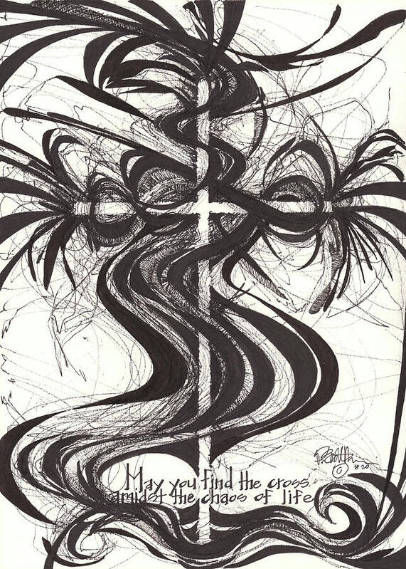 Chaos Order Cross 20 - Black and White - Art Print