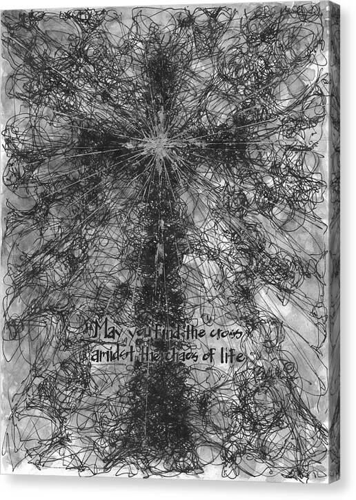 Chaos Order Cross 21 - Black and White - Canvas Print