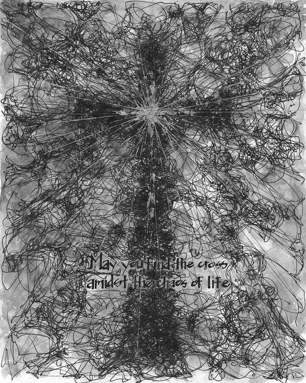 Chaos Order Cross 21 - Black and White - Art Print