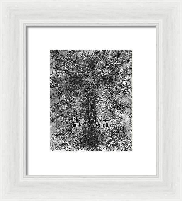Chaos Order Cross 21 - Black and White - Framed Print