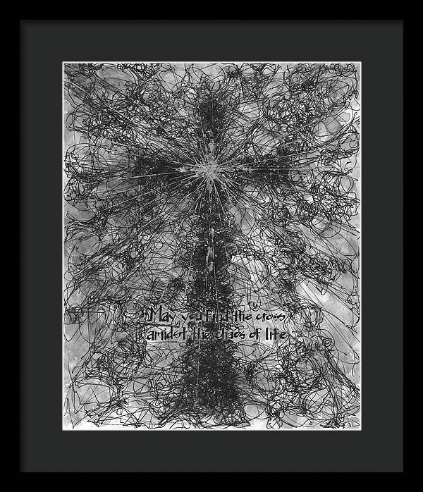 Chaos Order Cross 21 - Black and White - Framed Print