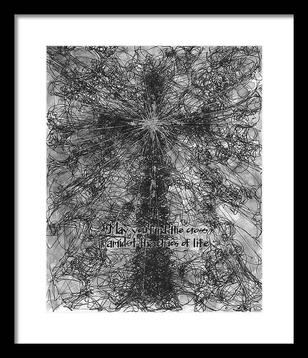 Chaos Order Cross 21 - Black and White - Framed Print