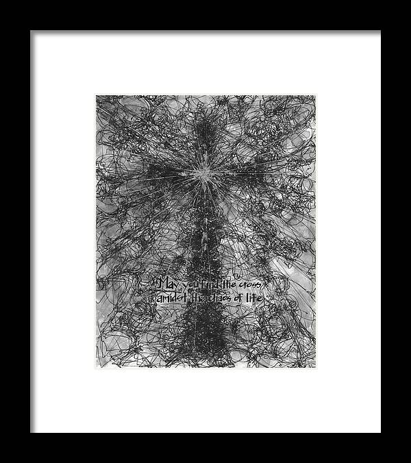 Chaos Order Cross 21 - Black and White - Framed Print
