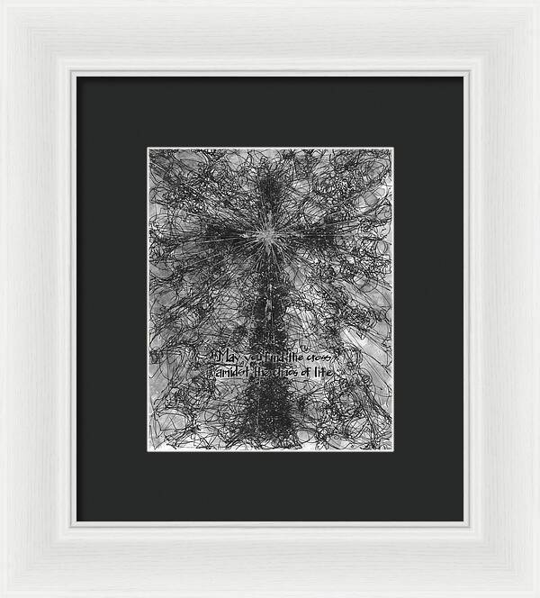 Chaos Order Cross 21 - Black and White - Framed Print