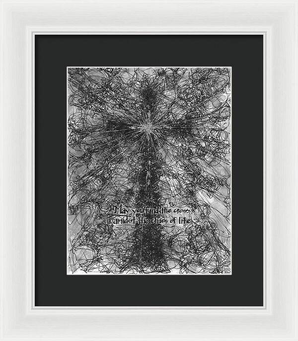 Chaos Order Cross 21 - Black and White - Framed Print