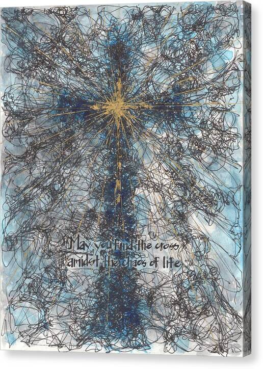 Chaos Order Cross 21 - Glorious Blue - Canvas Print