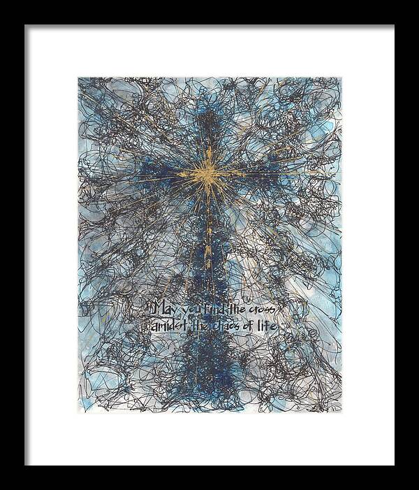 Chaos Order Cross 21 - Glorious Blue - Framed Print