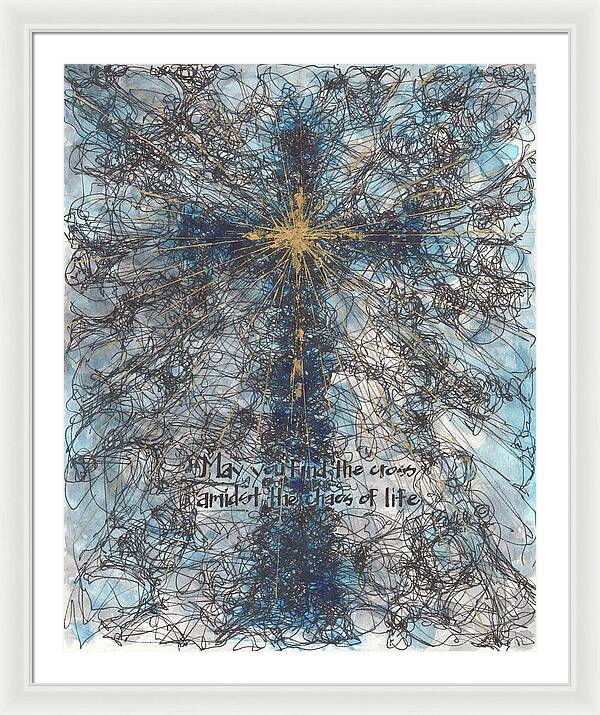 Chaos Order Cross 21 - Glorious Blue - Framed Print