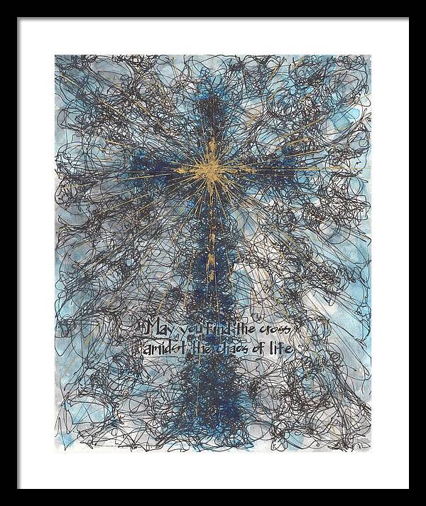 Chaos Order Cross 21 - Glorious Blue - Framed Print