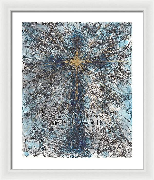 Chaos Order Cross 21 - Glorious Blue - Framed Print
