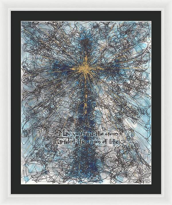 Chaos Order Cross 21 - Glorious Blue - Framed Print