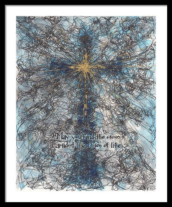 Chaos Order Cross 21 - Glorious Blue - Framed Print