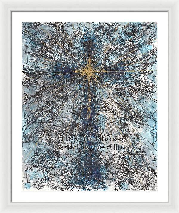 Chaos Order Cross 21 - Glorious Blue - Framed Print