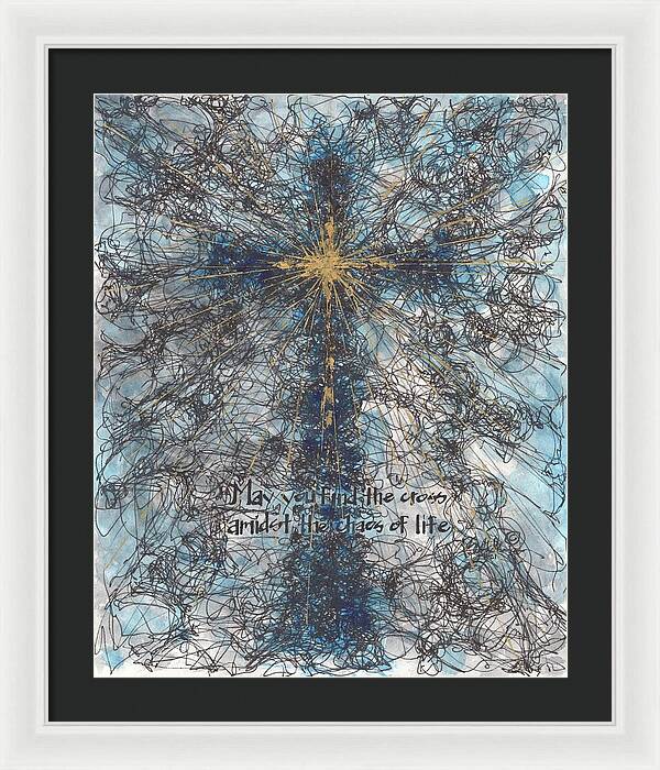 Chaos Order Cross 21 - Glorious Blue - Framed Print