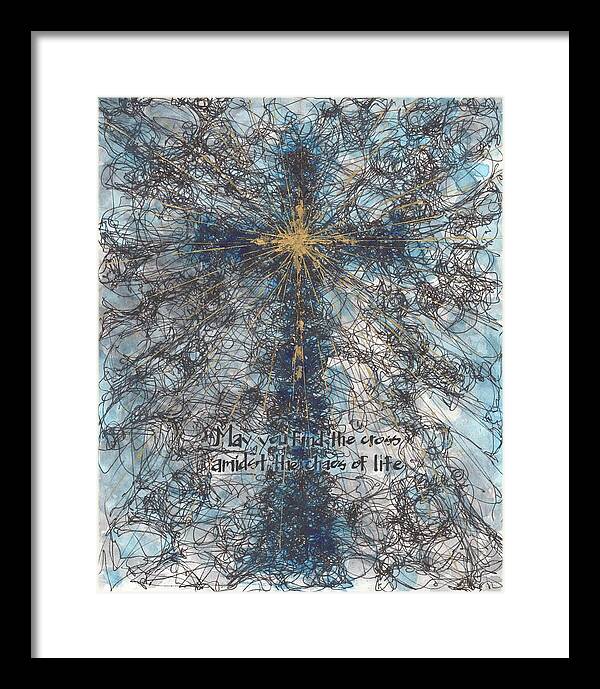Chaos Order Cross 21 - Glorious Blue - Framed Print