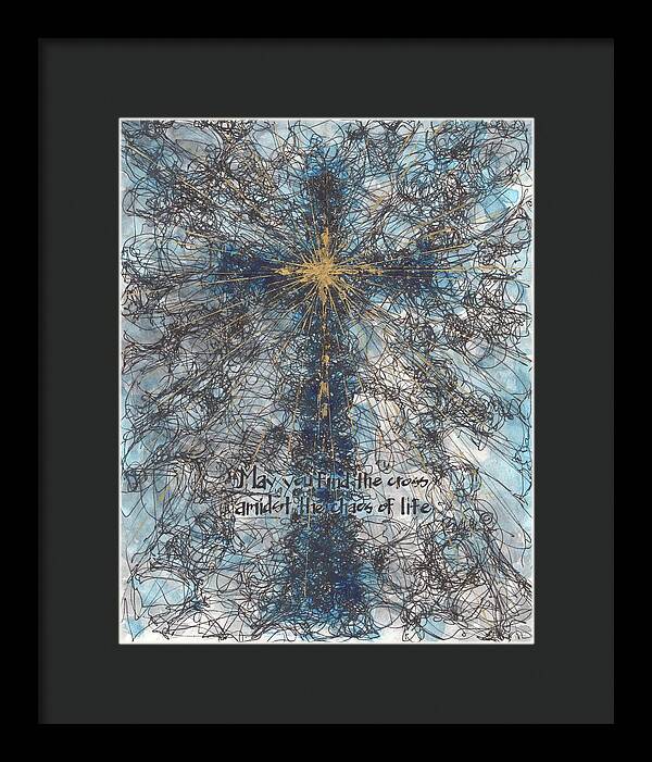 Chaos Order Cross 21 - Glorious Blue - Framed Print
