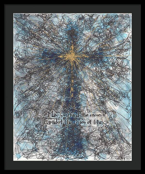 Chaos Order Cross 21 - Glorious Blue - Framed Print