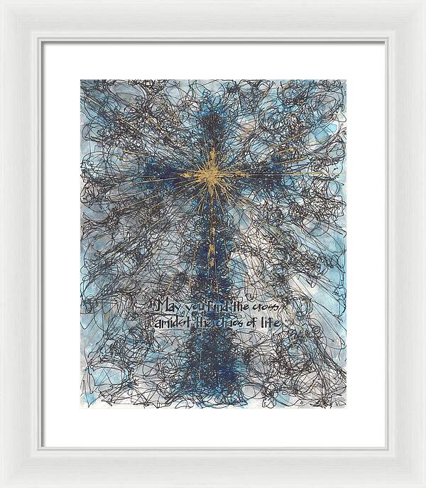 Chaos Order Cross 21 - Glorious Blue - Framed Print