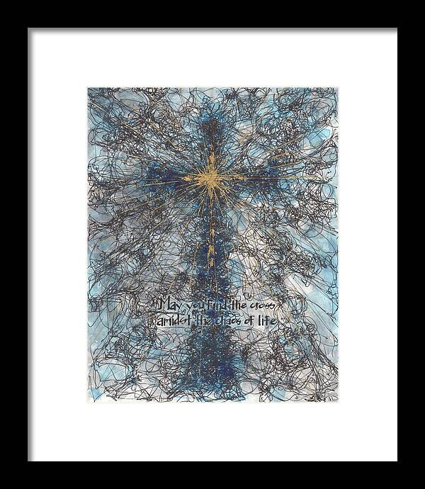 Chaos Order Cross 21 - Glorious Blue - Framed Print