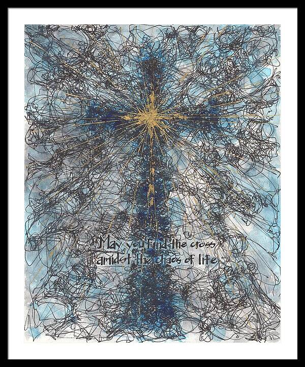 Chaos Order Cross 21 - Glorious Blue - Framed Print