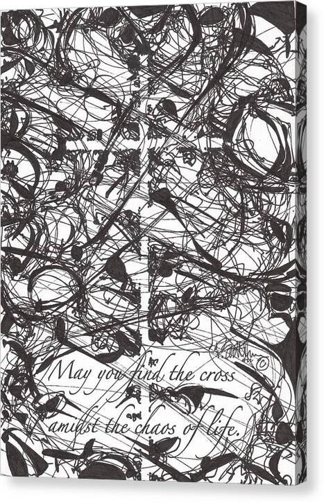 Chaos Order Cross 22 - Black and White - Canvas Print