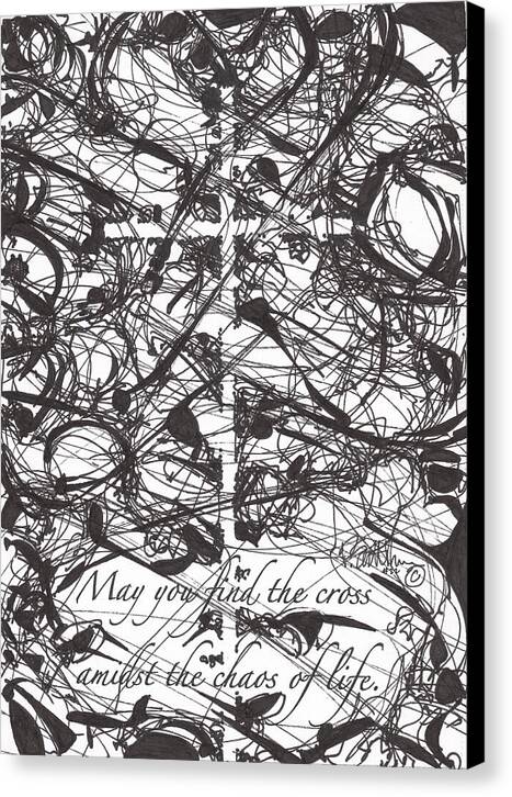 Chaos Order Cross 22 - Black and White - Canvas Print