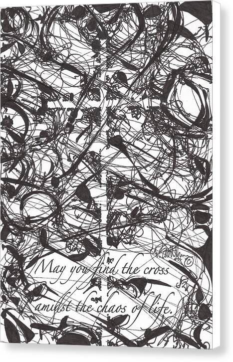 Chaos Order Cross 22 - Black and White - Canvas Print
