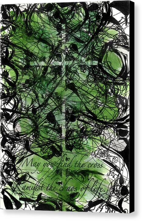 Chaos Order Cross 22 - Joyful Green - Canvas Print