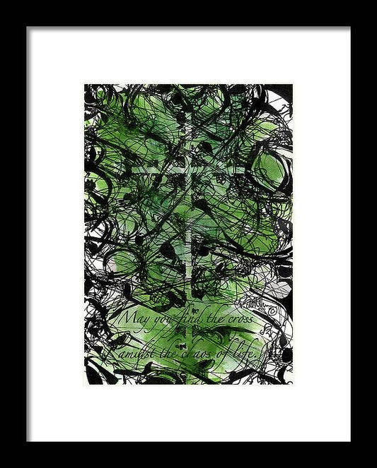 Chaos Order Cross 22 - Joyful Green - Framed Print