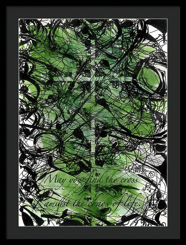 Chaos Order Cross 22 - Joyful Green - Framed Print