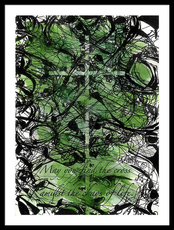 Chaos Order Cross 22 - Joyful Green - Framed Print