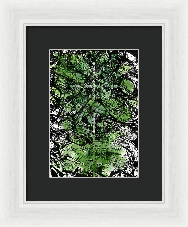 Chaos Order Cross 22 - Joyful Green - Framed Print