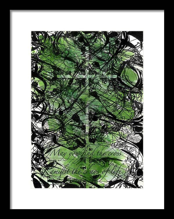 Chaos Order Cross 22 - Joyful Green - Framed Print