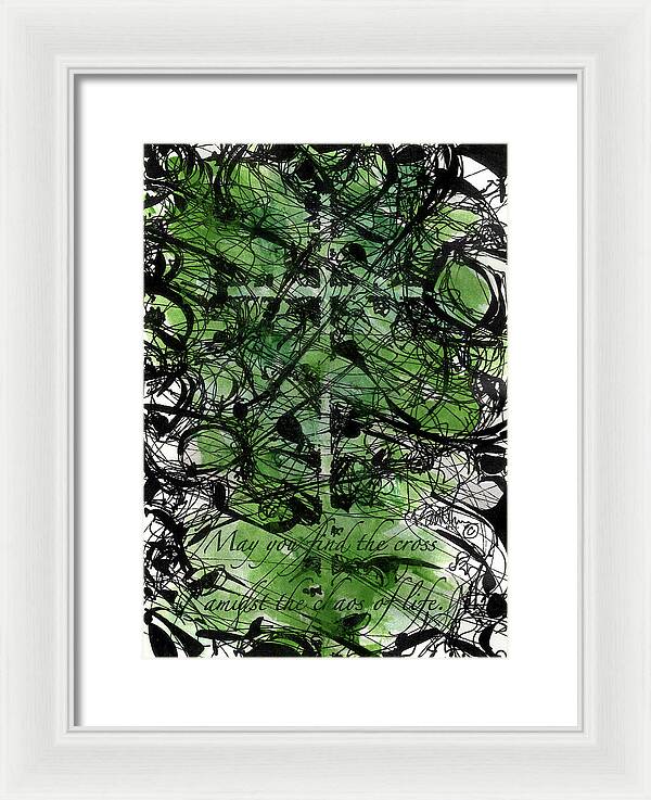 Chaos Order Cross 22 - Joyful Green - Framed Print