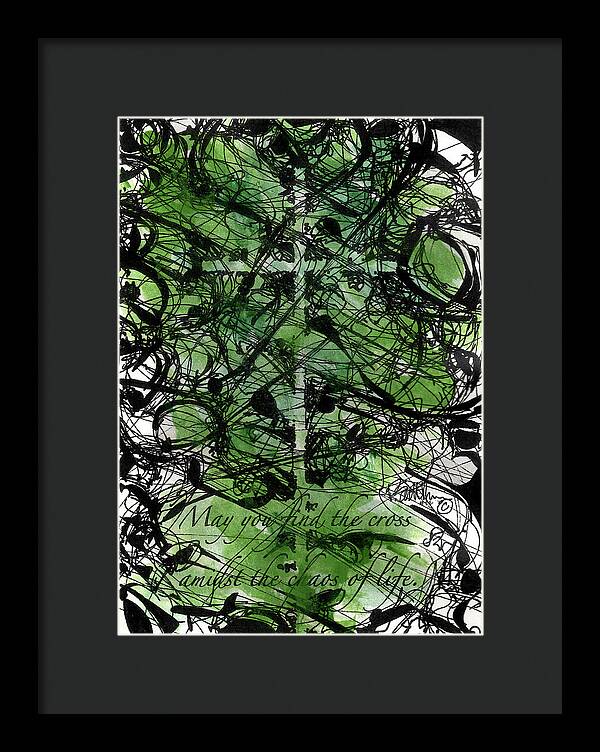 Chaos Order Cross 22 - Joyful Green - Framed Print