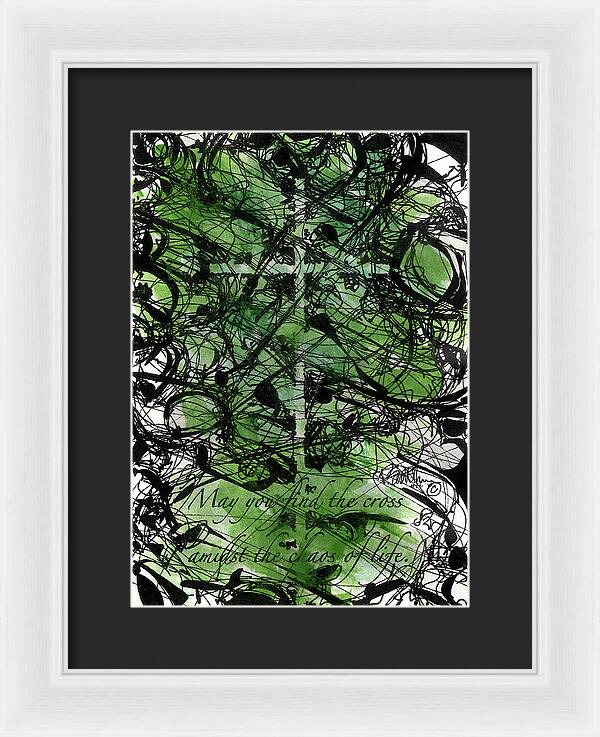 Chaos Order Cross 22 - Joyful Green - Framed Print