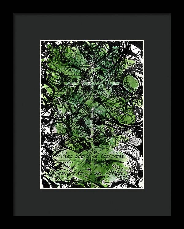 Chaos Order Cross 22 - Joyful Green - Framed Print