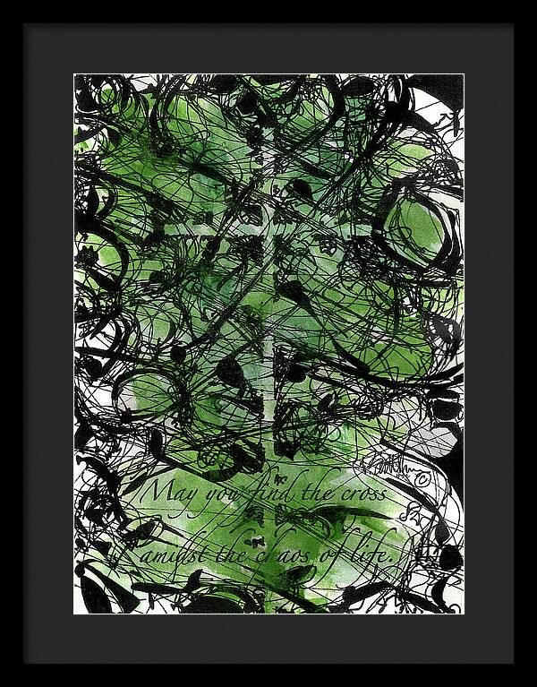Chaos Order Cross 22 - Joyful Green - Framed Print