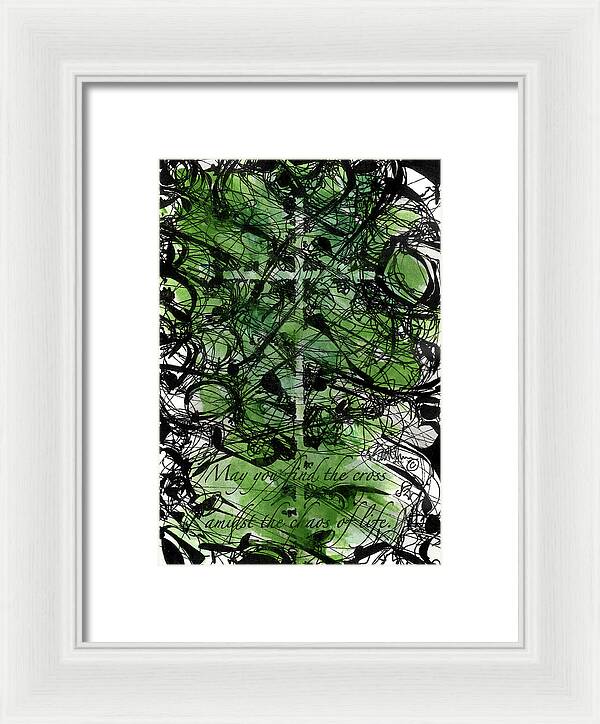 Chaos Order Cross 22 - Joyful Green - Framed Print