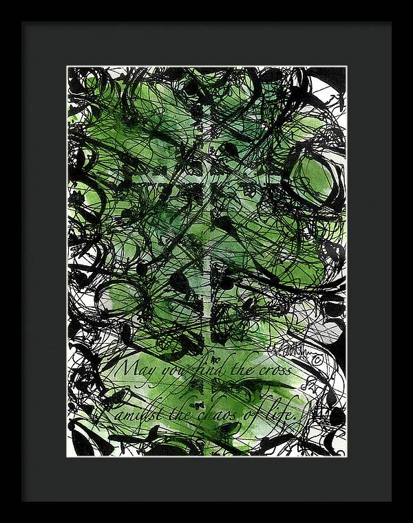 Chaos Order Cross 22 - Joyful Green - Framed Print