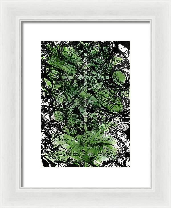 Chaos Order Cross 22 - Joyful Green - Framed Print