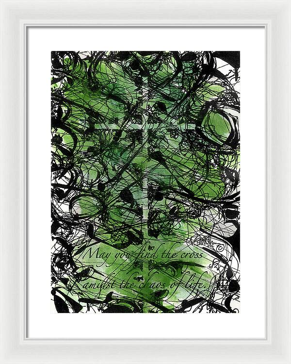 Chaos Order Cross 22 - Joyful Green - Framed Print
