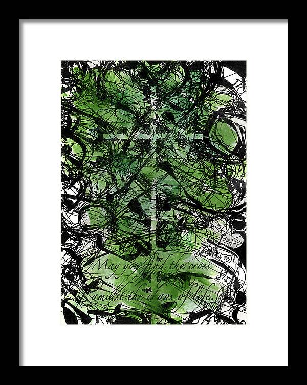 Chaos Order Cross 22 - Joyful Green - Framed Print